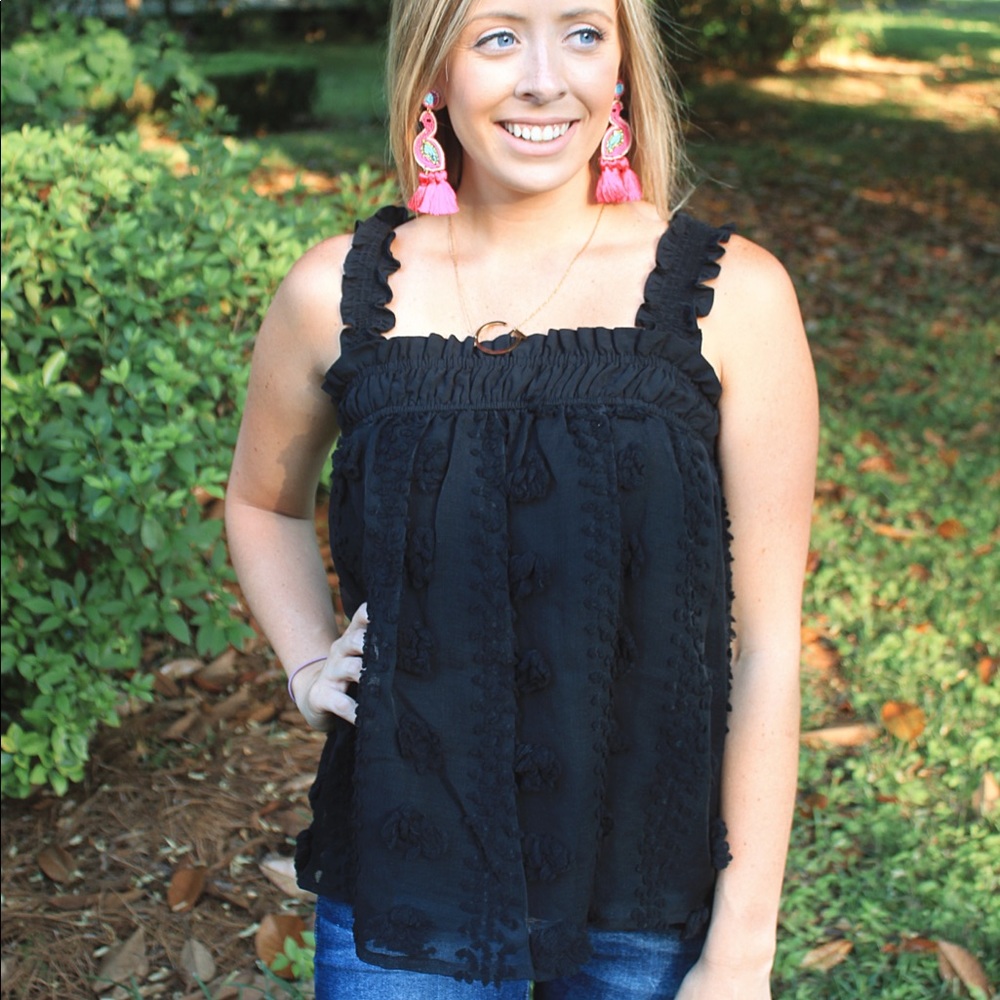 Black Swiss dot top